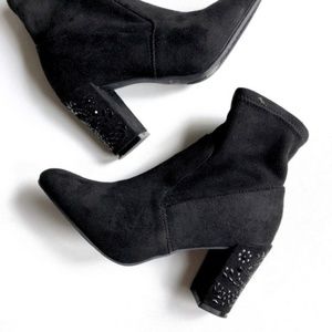 Steve Madden Aubree Embellished Block Heel Booties